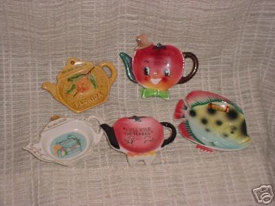 TEA BAG HOLDERS, 5 PC. LOT